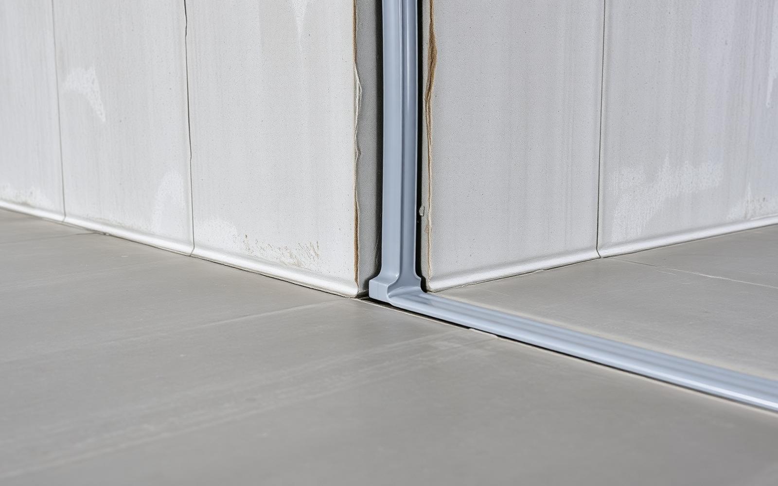 Fire-rated movement joint sealed between concrete wall panels and floor slab